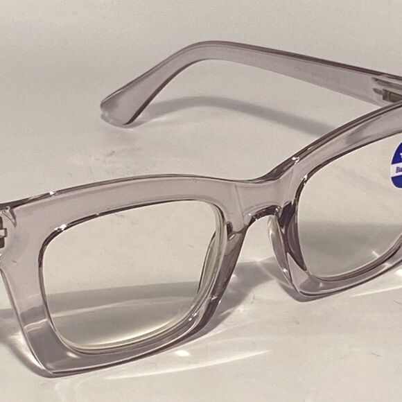 1334 Gretchen Reading Glasses 4.0 Square Clear Grey Frames NWT main image 8